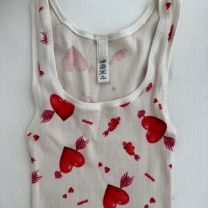 SKIMS limited edition white tank with hearts